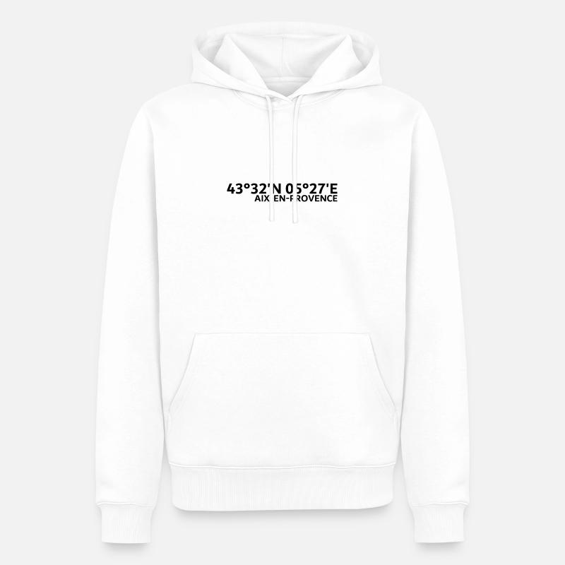 Coordonnées d’Aix-en-Provence - Sweat à capuche Premium bio Homme - blanc