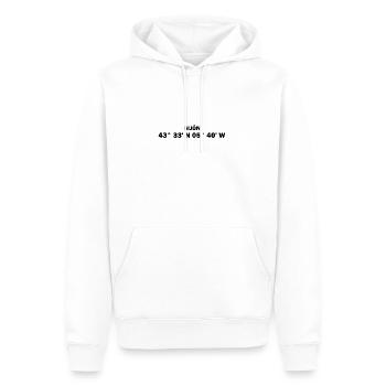 Gijón Koordinaten - Männer Premium Bio Hoodie - Weiß - Vorne - Nico (187cm)