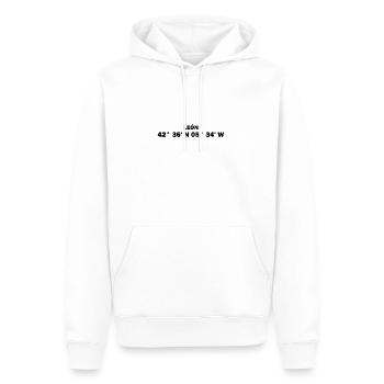 León Koordinaten - Männer Premium Bio Hoodie - Weiß - Vorne - Nico (187cm)