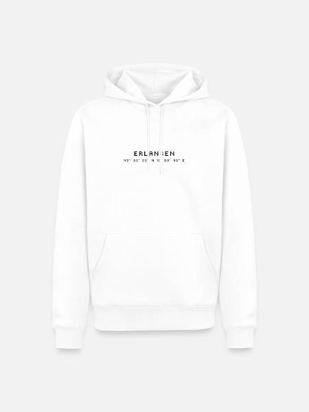 Coordonnées d’Erlangen - Sweat à capuche Premium bio Homme - blanc