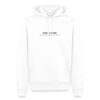 Karlsruhe Koordinaten - Männer Premium Bio Hoodie - Weiß - Vorne - Nico (187cm)