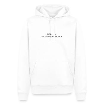 Coordonnées de Berlin - Sweat à capuche Premium bio Homme - blanc - Devant - Nico (187cm)