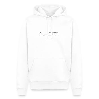 les coordonnées de Huntington Beach, Californie, États-Unis - Sweat à capuche Premium bio Homme - blanc - Devant - Nico (187cm)