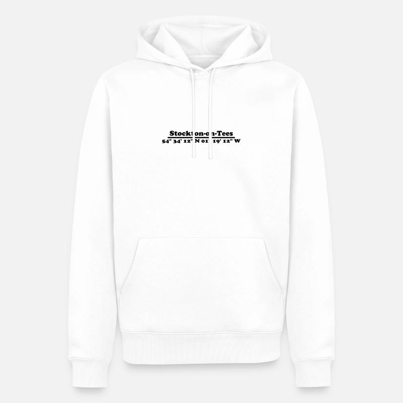 Coordonnées de Stockton-on-Tees - Sweat à capuche Premium bio Homme - blanc