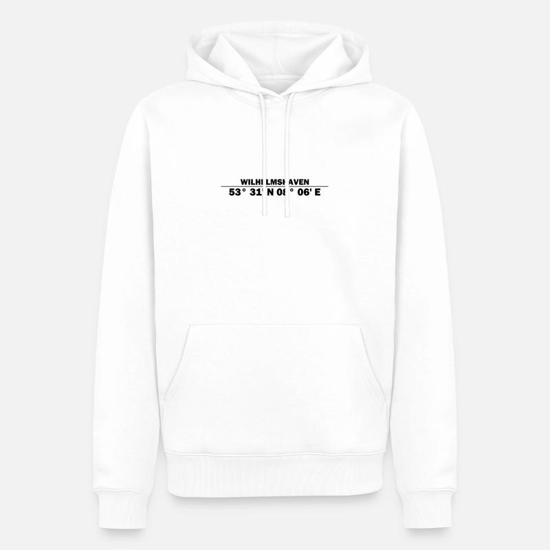 Coordonnées de Wilhelmshaven - Sweat à capuche Premium bio Homme - blanc