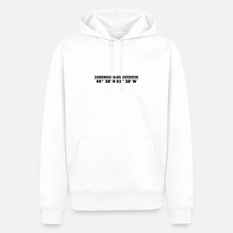 Coordonnées de Cherbourg-en-Cotentin - Sweat à capuche Premium bio Homme - blanc