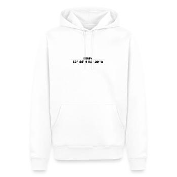 Coordonnées du derby - Sweat à capuche Premium bio Homme - blanc - Devant - Nico (187cm)