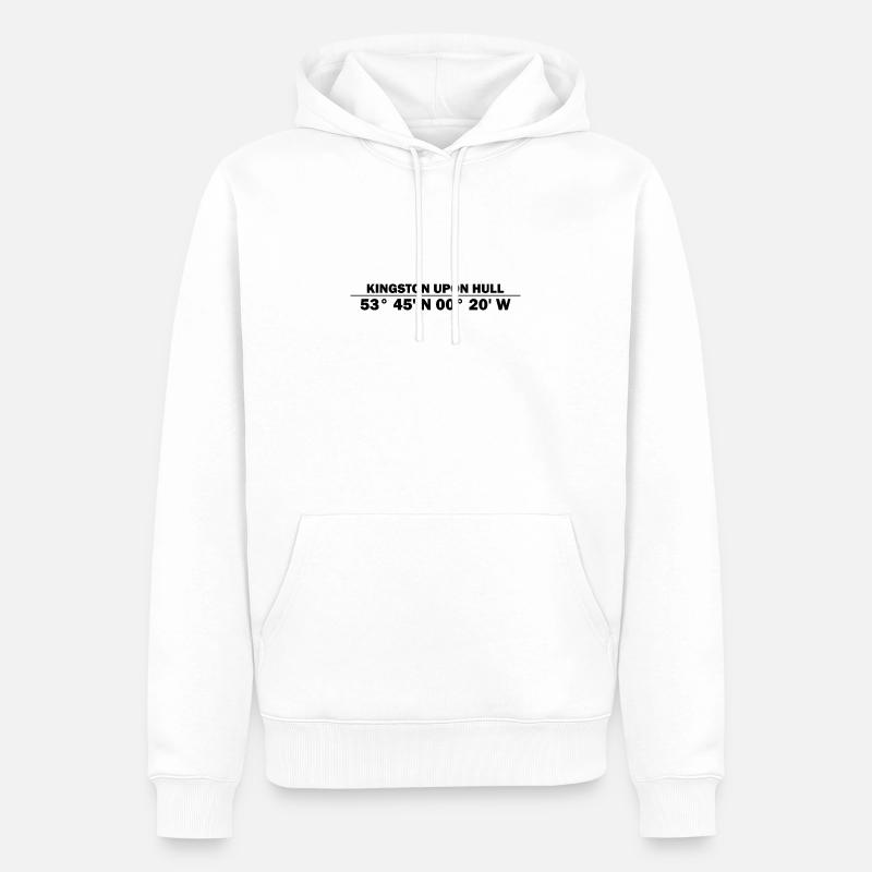 Coordonnées de Kingston-upon-Hull - Sweat à capuche Premium bio Homme - blanc