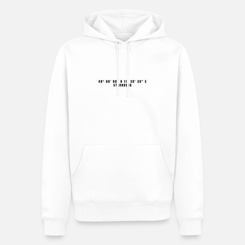 Coordonnées Starnberg Bavière - Sweat à capuche Premium bio Homme - blanc