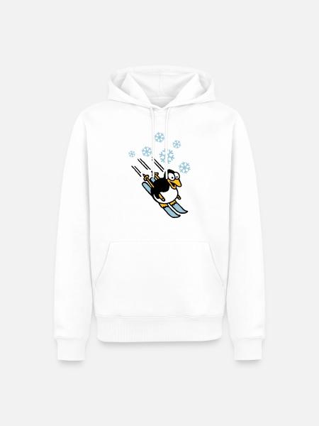 pinguin_ski_022011_h_3c - Männer Premium Bio Hoodie - Weiß