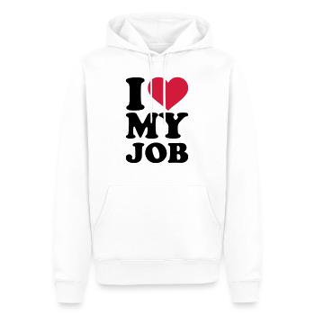 I love my job - Sweat à capuche Premium bio Homme - blanc - Devant - Nico (187cm)