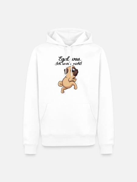 Egal was. Ich wars nicht mops lustiger Spruch Hund - Männer Premium Bio Hoodie - Weiß