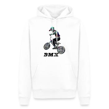 bmx - Men’s Premium Organic Hoodie - white - Front - Nico (187cm)