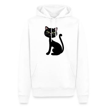Chat noir heureux - Sweat à capuche Premium bio Homme - blanc - Devant - Nico (187cm)