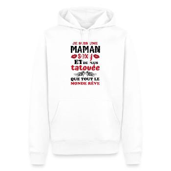 Maman sexy et maman tatouée 2 - Sweat à capuche Premium bio Homme - blanc - Devant - Nico (187cm)