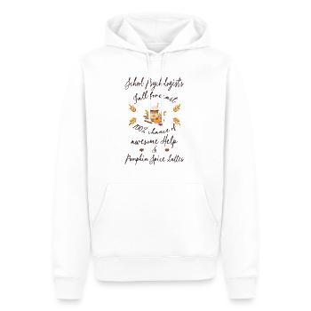 School psychologist, help & Pumpkin spice lattes - Männer Premium Bio Hoodie - Weiß - Vorne - Nico (187cm)