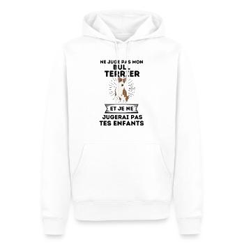bull terrier chien mignon 1 - Sweat à capuche Premium bio Homme - blanc - Devant - Nico (187cm)