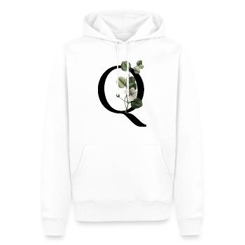lettre q botanique vert - Sweat à capuche Premium bio Homme - blanc - Devant - Nico (187cm)