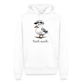 Süße norddeutsche Möwe "Tach auch" - Männer Premium Bio Hoodie - Weiß - Vorne - Nico (187cm)