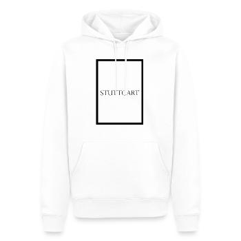 Stuttgart, schlichter Statement Schriftzug - Männer Premium Bio Hoodie - Weiß - Vorne - Nico (187cm)