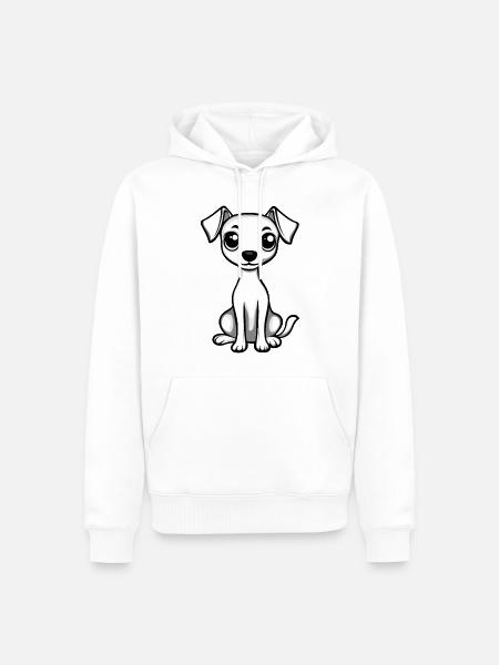 Whippet Hund Comic Niedlich - Männer Premium Bio Hoodie - Weiß