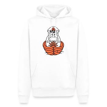 Lustiges Nilpferd Kapitän Segelt Süß Cartoon Comic - Männer Premium Bio Hoodie - Weiß - Vorne - Nico (187cm)