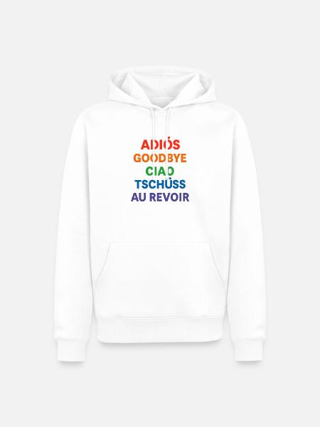 ADIOS GOODBYE CIAO TSCHUSS AU REVOIR - Männer Premium Bio Hoodie - Weiß