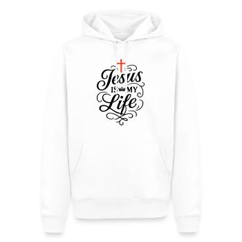Jesus mein Leben Glaube - Männer Premium Bio Hoodie - Weiß - Vorne - Nico (187cm)