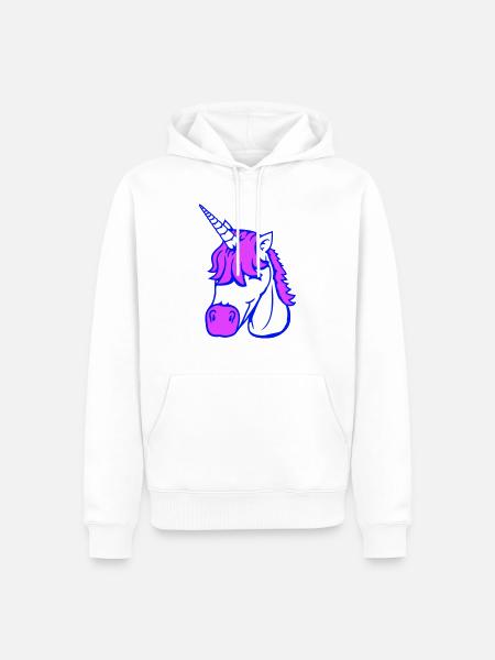 Einhorn Lächelt Hübsch Freundlich Cartoon Pferd - Männer Premium Bio Hoodie - Weiß