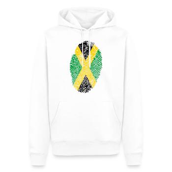 JAMAÏQUE EMPREINTE. RASTAFARI REGGAE RASTA - Sweat à capuche Premium bio Homme - blanc - Devant - Nico (187cm)