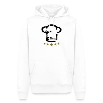 Five star chef hat, gold, hotel, cook, kitchen, 5, - Men’s Premium Organic Hoodie - white - Front - Nico (187cm)
