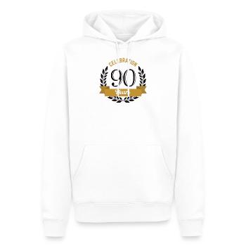 Anniversaire de 90 ans - Sweat à capuche Premium bio Homme - blanc - Devant - Nico (187cm)