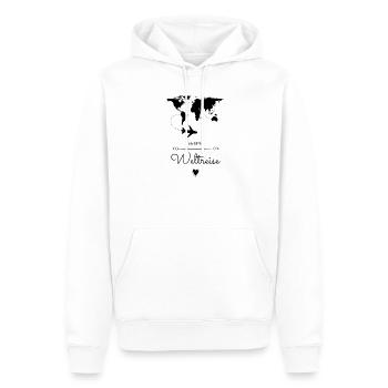 Weltreise Geschenkidee - Männer Premium Bio Hoodie - Weiß - Vorne - Nico (187cm)