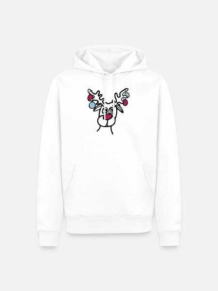 Reindeer - Men’s Premium Organic Hoodie - white