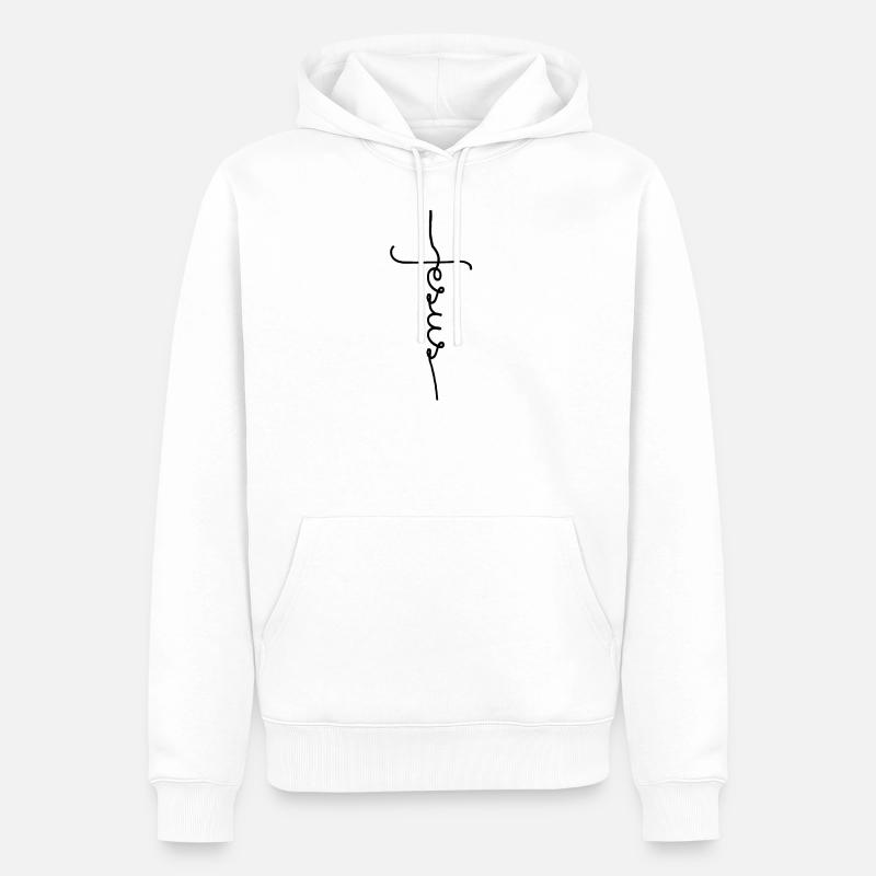 Croix de Jésus - Sweat à capuche Premium bio Homme - blanc