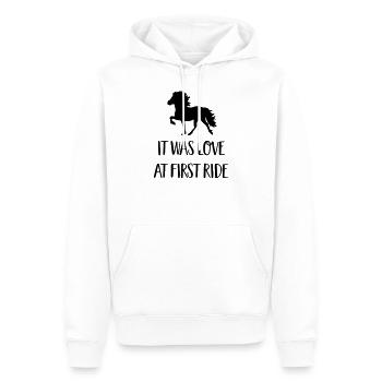 Cheval d’Islande - Sweat à capuche Premium bio Homme - blanc - Devant - Nico (187cm)
