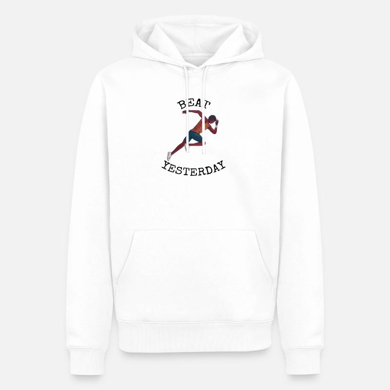 Sprint de course - Sweat à capuche Premium bio Homme - blanc
