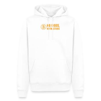Bitcoin: No Gods, No Masters - Sweat à capuche Premium bio Homme - blanc - Devant - Nico (187cm)