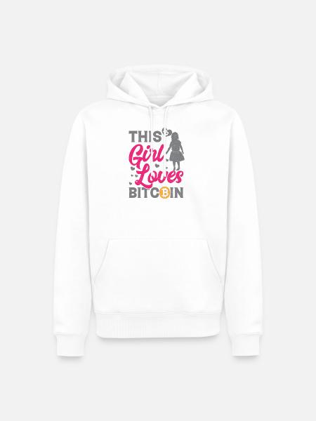 This Girl Loves Bitcoin - Sweat à capuche Premium bio Homme - blanc