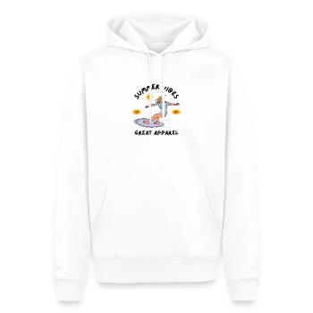 Sommer Surferin am Surfbrett - Männer Premium Bio Hoodie - Weiß - Vorne - Nico (187cm)