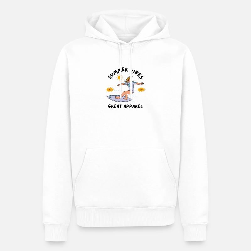 Surfeur d’été sur une planche de surf - Sweat à capuche Premium bio Homme - blanc
