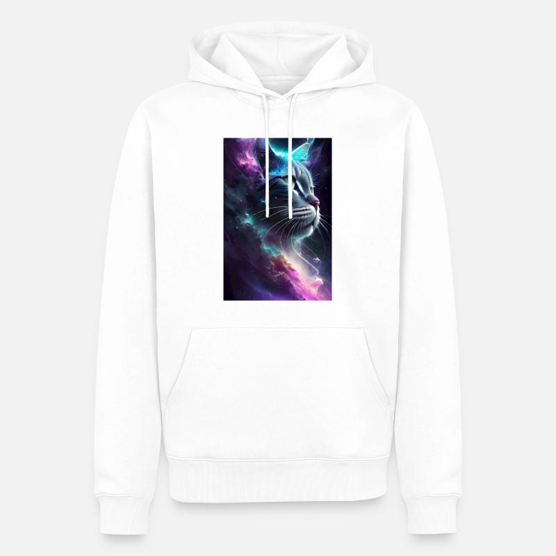 Chat dans l’espace - Sweat à capuche Premium bio Homme - blanc
