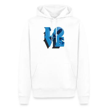 LIEBE 3D Cyan - Männer Premium Bio Hoodie - Weiß - Vorne - Nico (187cm)