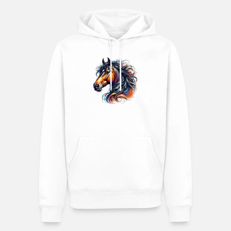 Pferd - Männer Premium Bio Hoodie - Weiß