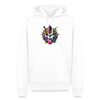 Crâne Punk Rock avec Guitares & Fleurs - Sweat à capuche Premium bio Homme - blanc - Devant - Nico (187cm)