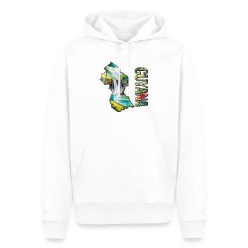 Carte à l’aquarelle de la Guyane - Sweat à capuche Premium bio Homme - blanc - Devant - Nico (187cm)