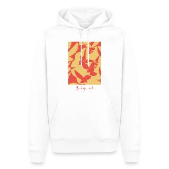 Fly High Bird - Graphique abstrait d’oiseau en mouvement - Sweat à capuche Premium bio Homme - blanc - Devant - Nico (187cm)