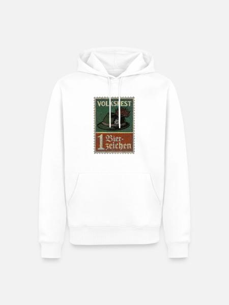 Bayerisches Volksfest Bierzeichen mit Trachtenhut - Männer Premium Bio Hoodie - Weiß