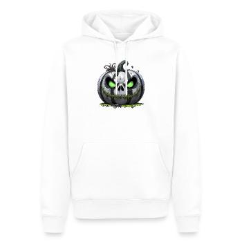 Grimmiger Kürbis Zombie mit grünen Augen - Männer Premium Bio Hoodie - Weiß - Vorne - Nico (187cm)