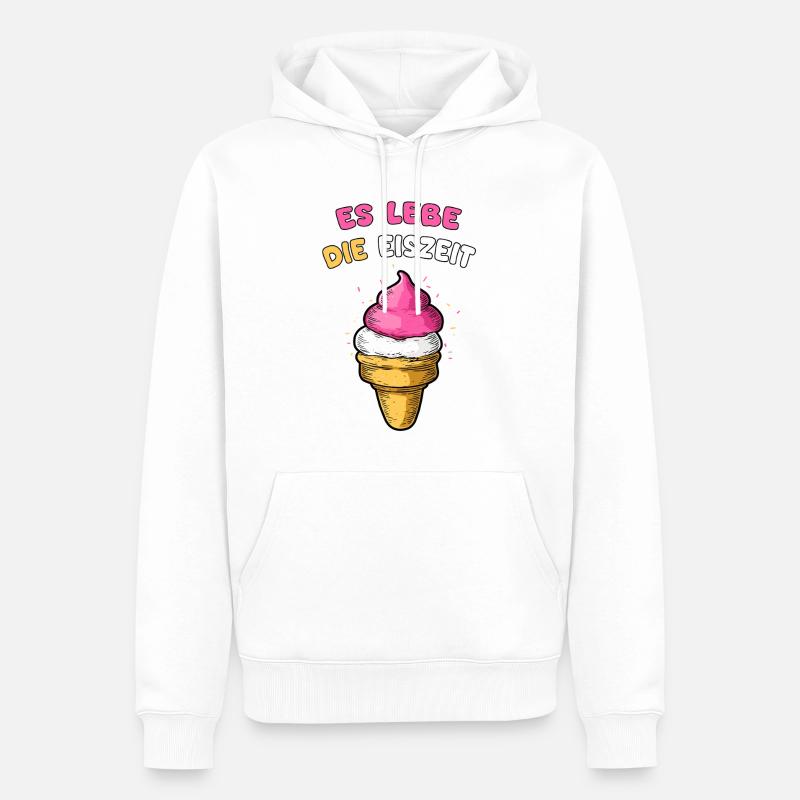 Es lebe die Eiszeit mit Eiscreme - Männer Premium Bio Hoodie - Weiß